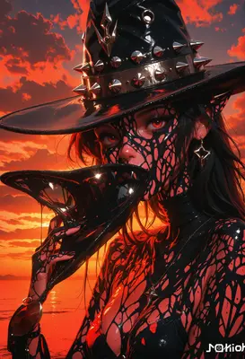 Gothic Witch with Obsidian Mask