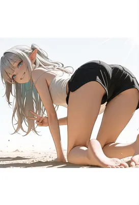 Playful Elf Girl on the Beach