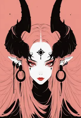Ethereal Demon Queen with Pink Hair