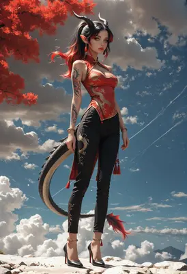 Dragon Maiden Under Crimson Skies