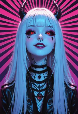Gothic Demon Girl With Radiant Glow