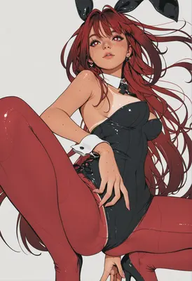Red Haired Bunny Girl in Latex