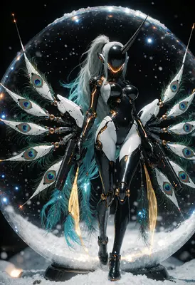 Celestial Peacock Cybernetic Unicorn Warrior