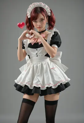 Cute Maid Making A Heart Shape