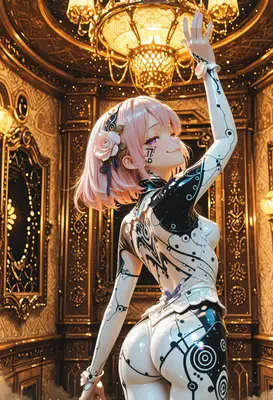 Cyborg Beauty in Gilded Hall