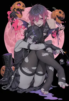 Gothic Halloween Night with Demon Twins