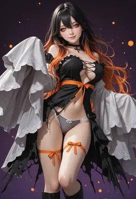 Mystical Gothic Sorceress in Orange