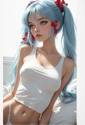 Serene Blue Twin Tails Portrait