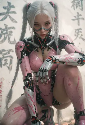 Cybernetic Pink Android with Twin Tails