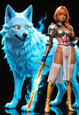 Warrior Maiden and Her Spirit Wolf