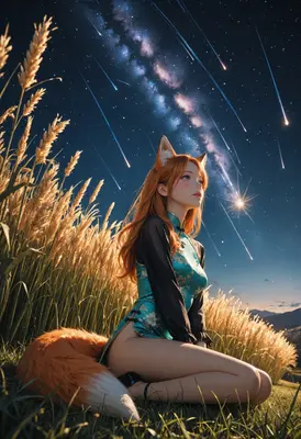 Fox Spirit Under the Starry Sky