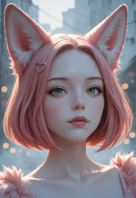 Pink Haired Fox Girl Portrait