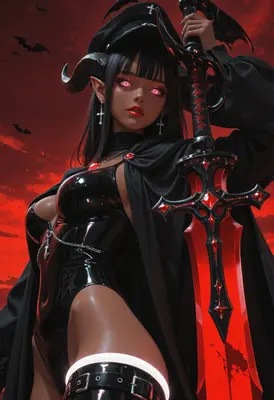 Demon Knight with Glowing Crimson Blade