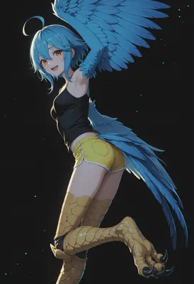 Cheerful Harpy Girl in Flight