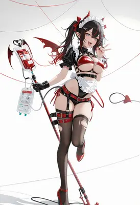 Playful Succubus Maid with Blood Drip