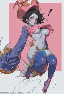 Surprised Aquatic Witch in Pink Hat