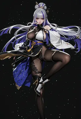 Graceful Silver Haired Samurai Warrior