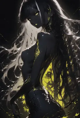 Ethereal Shadow Maiden with Glowing Runes