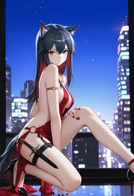 Catgirl Assassin in Red Dress
