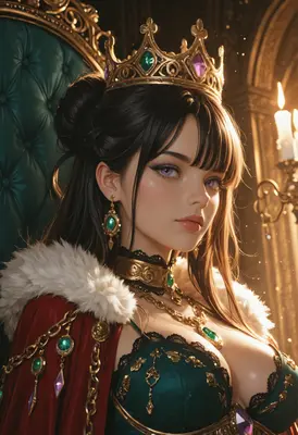 Regal Queen in Emerald Jewels