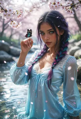 Serene Butterfly Visit Amidst Cherry Blossoms