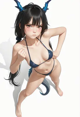 Pouting Dragon Girl in Bikini