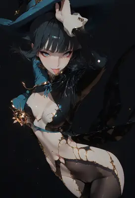 Enigmatic Witch in Golden Accents