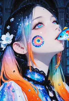 Celestial Beauty with Cosmic Fish