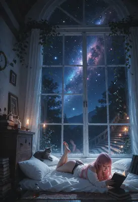 Reading Under the Starlit Sky