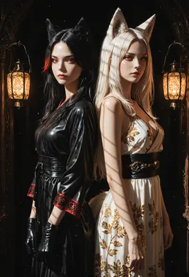 Dual Fox Spirits in Contrast