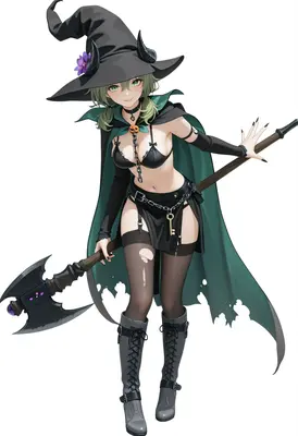 Sultry Halloween Witch with Battle Axe