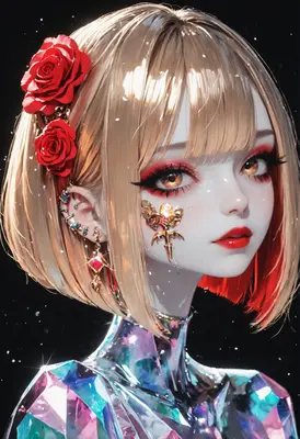 Crystalline Beauty with Red Roses