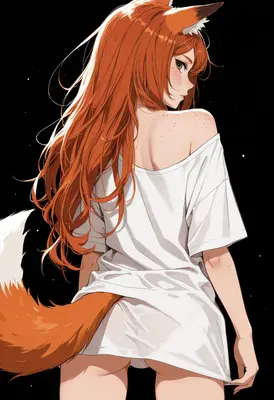 Fox Girl in Oversized White Tee