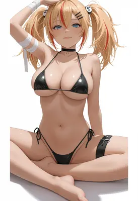Blonde Twin Tail Girl in Bikini