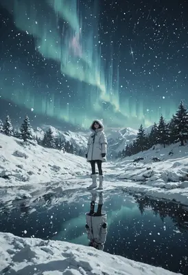 Solitude Beneath the Aurora Borealis