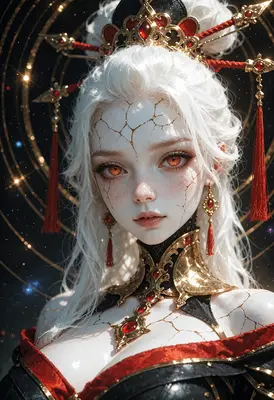 Celestial Porcelain Empress with Golden Kintsugi