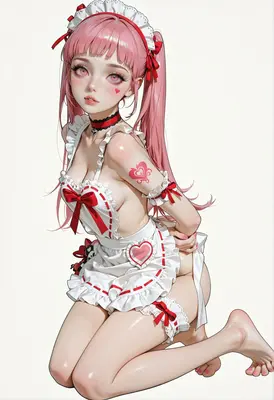 Pink Haired Maid with Heart Accents