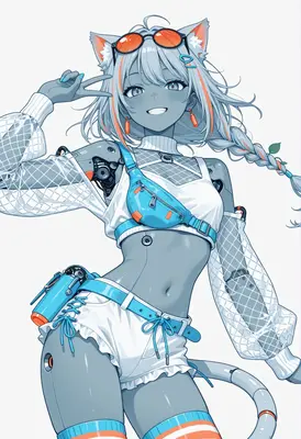Cybernetic Cat Girl Street Fashion