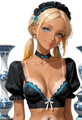 Blonde Maid with Tan Lines