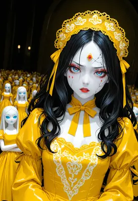 Porcelain Doll Queen in Yellow