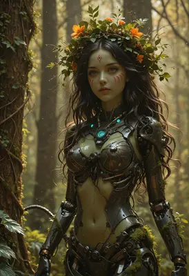Cyborg Dryad in the Forest