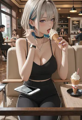 Charming Girl Enjoying Ice Cream