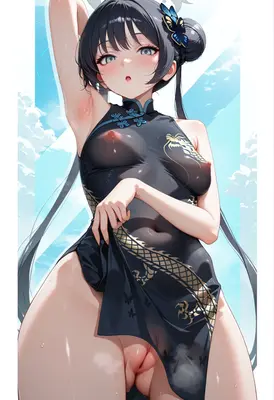 Wet Dragon Print Cheongsam Beauty