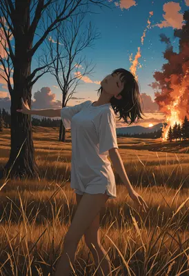 Serenity Amidst the Distant Wildfire