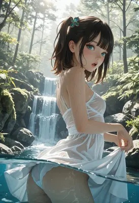 Serene Nymph at the Hidden Waterfall