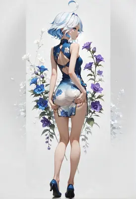 Blue Floral Cheongsam Elegance