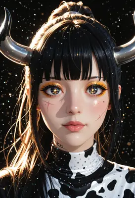 Celestial Horned Girl with Starry Eyes