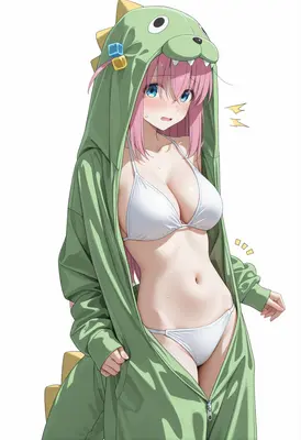 Embarrassed Girl in Dinosaur Hoodie