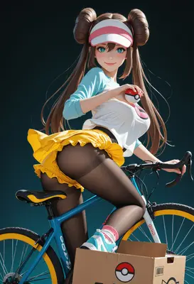 Rosa Cycling with a Poke Ball