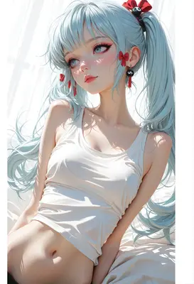 Dreamy Girl with Pale Blue Twintails